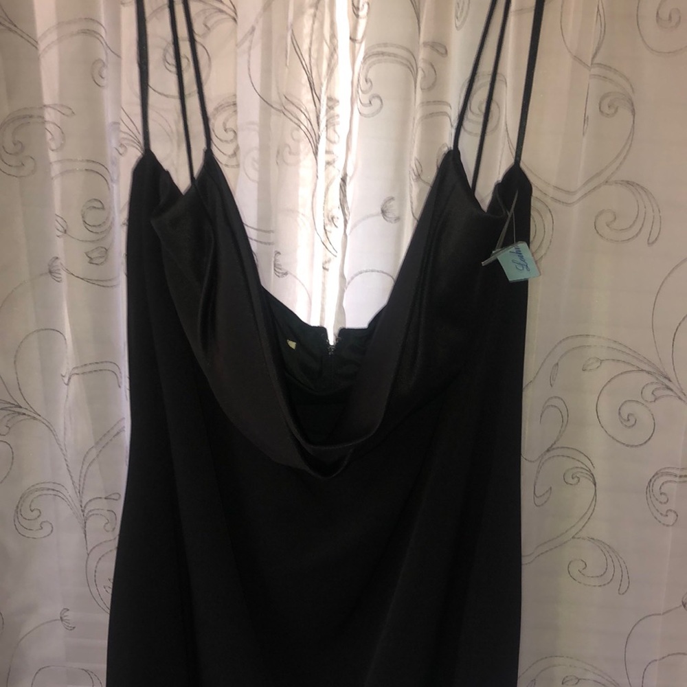 Loehmanns Black Cowl Neck Sleeveless Slip Dress